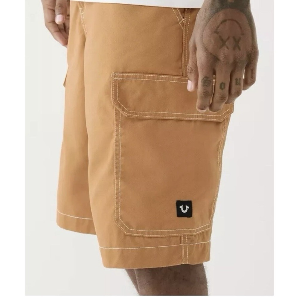 True Religion Men's Dark Khaki Cargo Bermuda Shorts sz 34 NEW NWT Stretch - Picture 7 of 7